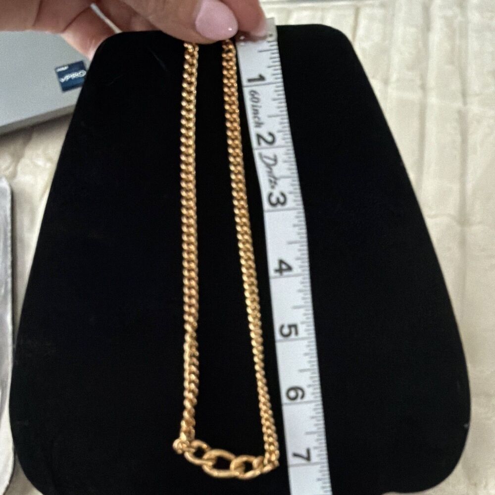 ⁠Vintage Christian Dior Gold Tone Chunky Curb Chain Interlocking Link Necklace